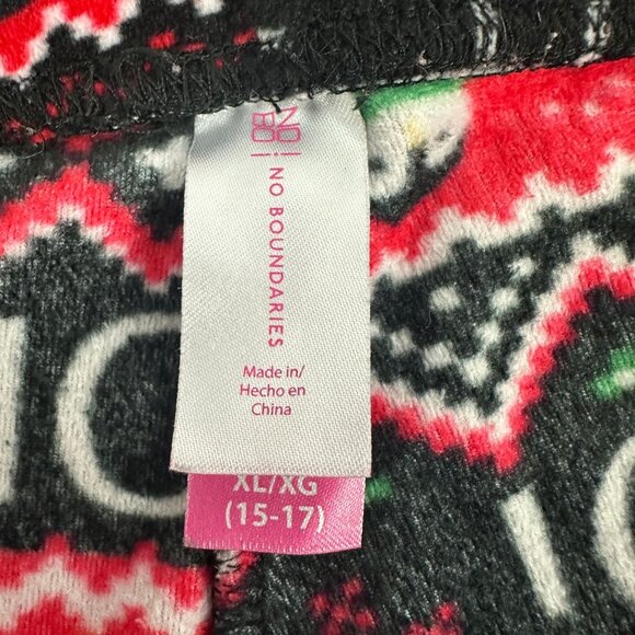 No Boundaries XL Red Black Penguin Ho Ho Ho Pattern Christmas Leggings - Picture 3 of 5